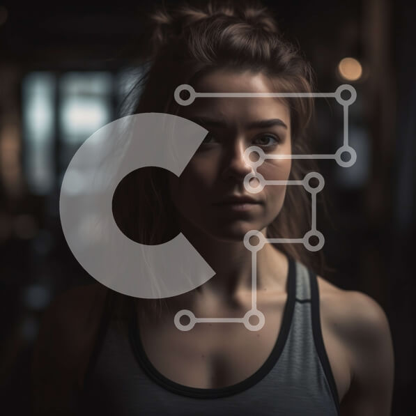 Intra Συλλεκτικό Ξύλινο Παζλ Plywood  4mm - Σοβαρή νεαρή γυναίκα με αθλητικά ρούχα που κοιτάζει κατευθείαν την κάμερα Σε Ξύλινο Κουτί - Διαστάσεις Puzzle: 10x10 cm – 25 κομμάτια