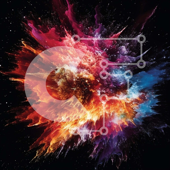 Intra Συλλεκτικό Ξύλινο Παζλ Plywood  4mm - Δονούμενη διαστημική έκρηξη Σε Ξύλινο Κουτί - Διαστάσεις Puzzle: 10x10 cm – 25 κομμάτια