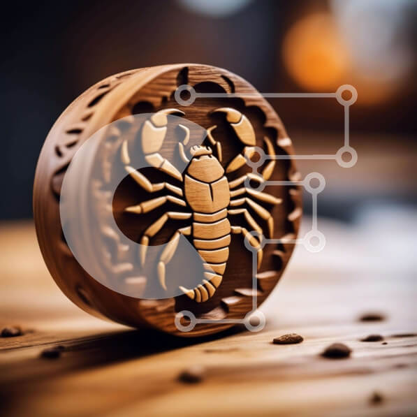 Intra Συλλεκτικό Ξύλινο Παζλ Plywood  4mm - Ξύλινο μενταγιόν Σκορπιού εμπνευσμένο από το Ζώδιο του Σκορπιού Σε Ξύλινο Κουτί - Διαστάσεις: 10x10 cm – 25 κομμάτια