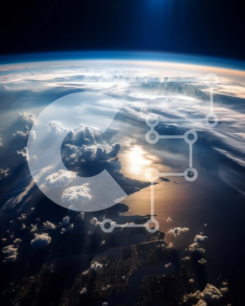 Intra Συλλεκτικό Ξύλινο Παζλ Plywood  4mm - Εκπληκτική θέα της Γης από το διάστημα με τους μπλε ωκεανούς και τα λευκά σύννεφα Σε Ξύλινο Κουτί - Διαστάσεις Puzzle: 10x10 cm – 25 κομμάτια