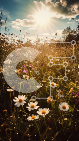 Σετ των 2 Intra Συλλεκτικό Ξύλινο Παζλ Plywood  4mm - Όμορφη εικόνα ενός χωραφιού με αγριολούλουδα κάτω από έναν γαλάζιο ουρανό με χνουδωτά σύννεφα Σε Ξύλινο Κουτί - Διαστάσεις: 10x10 cm – 25 κομμάτια