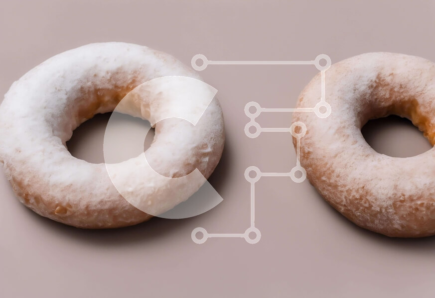 Σετ των 2 Intra Συλλεκτικό Ξύλινο Παζλ Plywood  4mm - Δύο γυαλισμένα ντόνατς σε μπεζ φόντο Σε Ξύλινο Κουτί - Διαστάσεις: 10x10 cm – 25 κομμάτια