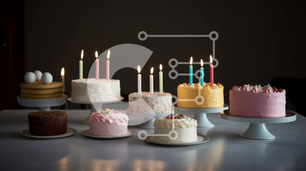 Σετ των 2 Intra Συλλεκτικό Ξύλινο Παζλ Plywood  4mm - Ομάδα τούρτες γενεθλίων με μονά αναμμένα κεριά Σε Ξύλινο Κουτί - Διαστάσεις: 10x10 cm – 25 κομμάτια