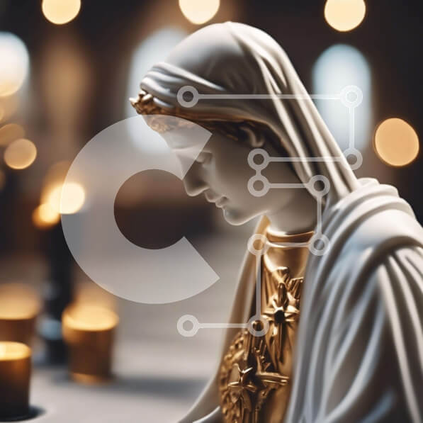 Intra Συλλεκτικό Ξύλινο Παζλ Plywood  4mm - Άγαλμα της Παναγίας μπροστά στα κεριά Σε Ξύλινο Κουτί - Διαστάσεις Puzzle: 10x10 cm – 25 κομμάτια