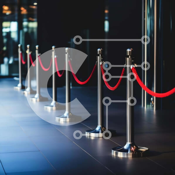 Intra Συλλεκτικό Ξύλινο Παζλ Plywood  4mm - Φράγματα με κόκκινο σχοινί σε έναν άδειο διάδρομο Σε Ξύλινο Κουτί - Διαστάσεις Puzzle: 10x10 cm – 25 κομμάτια