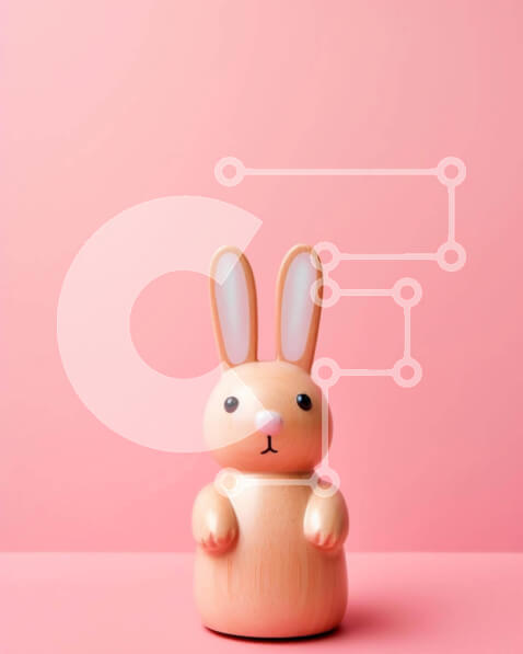 Intra Συλλεκτικό Ξύλινο Παζλ Plywood  4mm - Ξύλινο παιχνίδι λαγουδάκι σε ροζ φόντο Σε Ξύλινο Κουτί - Διαστάσεις: 10x10 cm – 25 κομμάτια