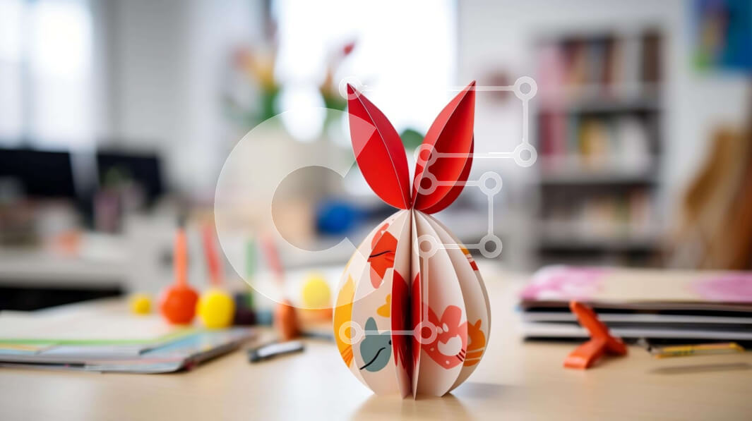 Intra Συλλεκτικό Ξύλινο Παζλ Plywood  4mm - Γλυπτό λαγουδάκι από χαρτί Origami στο τραπέζι Σε Ξύλινο Κουτί - Διαστάσεις Puzzle: 10x10 cm – 25 κομμάτια