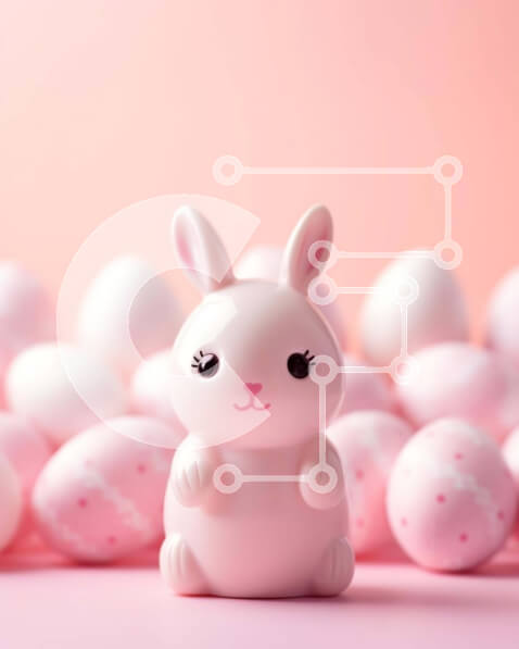 Intra Συλλεκτικό Ξύλινο Παζλ Plywood  4mm - Ειδώλιο λαγουδάκι του Πάσχα με ροζ και λευκά αυγά Σε Ξύλινο Κουτί - Διαστάσεις: 10x10 cm – 25 κομμάτια