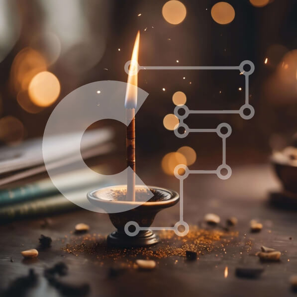 Intra Συλλεκτικό Ξύλινο Παζλ Plywood  4mm - Αναμμένο θυμιατό κερί σε βιβλία και αντικείμενα Σε Ξύλινο Κουτί - Διαστάσεις Puzzle: 10x10 cm – 25 κομμάτια