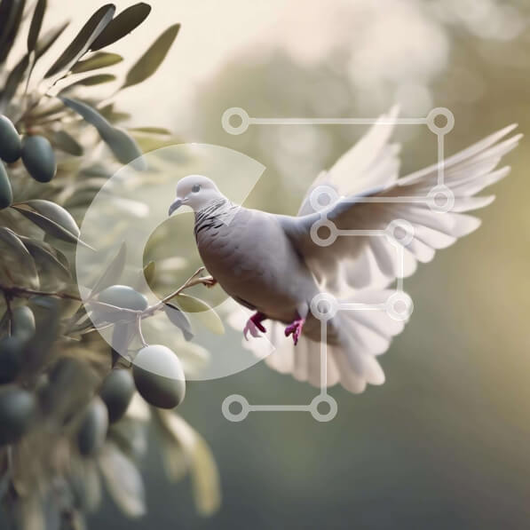 Intra Συλλεκτικό Ξύλινο Παζλ Plywood  4mm - Λευκό Περιστέρι που πετά πάνω από την ελιά Σε Ξύλινο Κουτί - Διαστάσεις: 10x10 cm – 25 κομμάτια