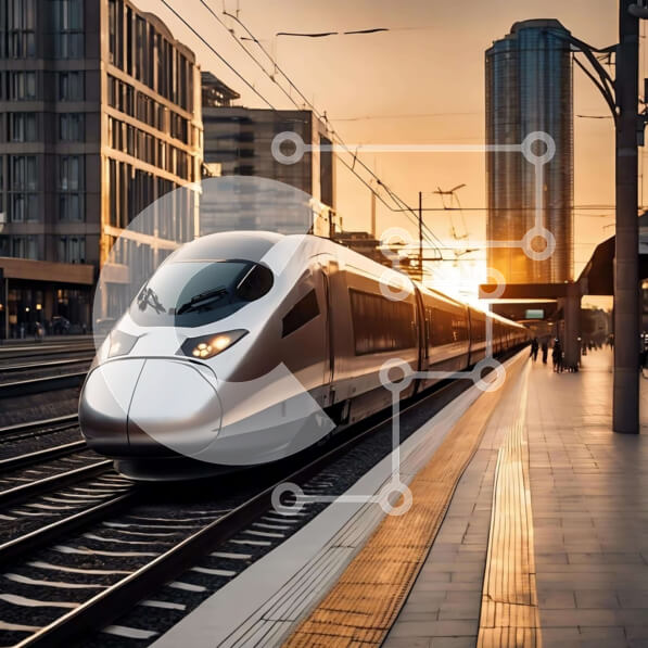 Intra Συλλεκτικό Ξύλινο Παζλ Plywood  4mm - Τρένο υψηλής ταχύτητας στο ηλιοβασίλεμα Σε Ξύλινο Κουτί - Διαστάσεις Puzzle: 10x10 cm – 25 κομμάτια