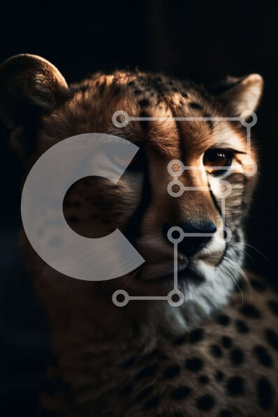 Σετ των 2 Intra Συλλεκτικό Ξύλινο Παζλ Plywood  4mm - Εκπληκτικό κοντινό πλάνο του προσώπου της τσίτα στο σκοτάδι Σε Ξύλινο Κουτί - Διαστάσεις: 10x10 cm – 25 κομμάτια