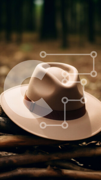 Σετ των 2 Intra Συλλεκτικό Ξύλινο Παζλ Plywood  4mm - Μπεζ καπέλο σε ξύλινα ραβδιά σε δάσος Σε Ξύλινο Κουτί - Διαστάσεις: 10x10 cm – 25 κομμάτια