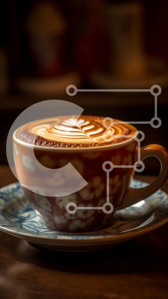 Intra Συλλεκτικό Ξύλινο Παζλ Plywood  4mm - Ένα φλιτζάνι καφέ με όμορφο λουλουδάτο σχέδιο σε ξύλινο τραπέζι Σε Ξύλινο Κουτί - Διαστάσεις: 10x10 cm – 25 κομμάτια