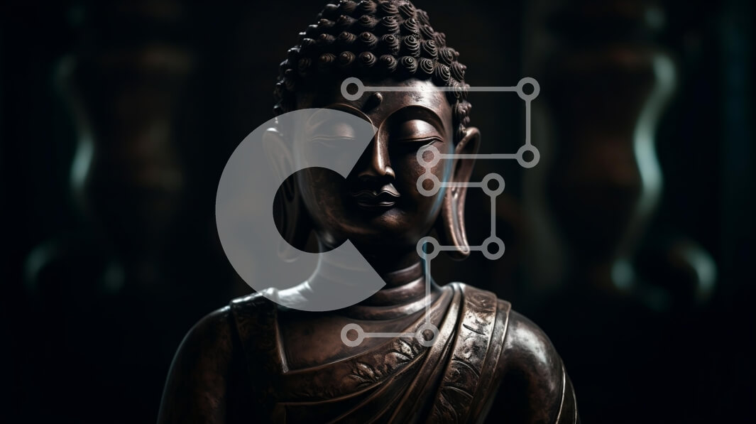 Intra Συλλεκτικό Ξύλινο Παζλ Plywood  4mm - Καθιστό άγαλμα του Βούδα σε ένα σκοτεινό δωμάτιο Σε Ξύλινο Κουτί - Διαστάσεις Puzzle: 10x10 cm – 25 κομμάτια