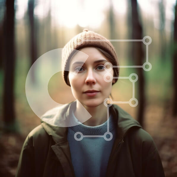 Intra Συλλεκτικό Ξύλινο Παζλ Plywood  4mm - Όμορφη εικόνα της γυναίκας με πράσινο σακάκι στη φύση Σε Ξύλινο Κουτί - Διαστάσεις: 10x10 cm – 25 κομμάτια