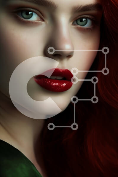 Intra Συλλεκτικό Ξύλινο Παζλ Plywood  4mm - Εκπληκτική κοκκινομάλλα με πράσινο φόρεμα και κόκκινο κραγιόν Σε Ξύλινο Κουτί - Διαστάσεις Puzzle: 10x10 cm – 25 κομμάτια