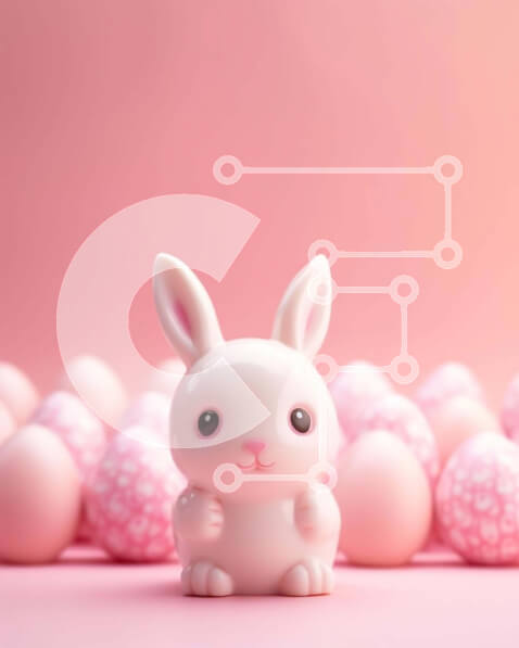 Intra Συλλεκτικό Ξύλινο Παζλ Plywood  4mm - Λευκό λαγουδάκι και ροζ πασχαλινά αυγά για πασχαλινή διακόσμηση Σε Ξύλινο Κουτί - Διαστάσεις: 10x10 cm – 25 κομμάτια