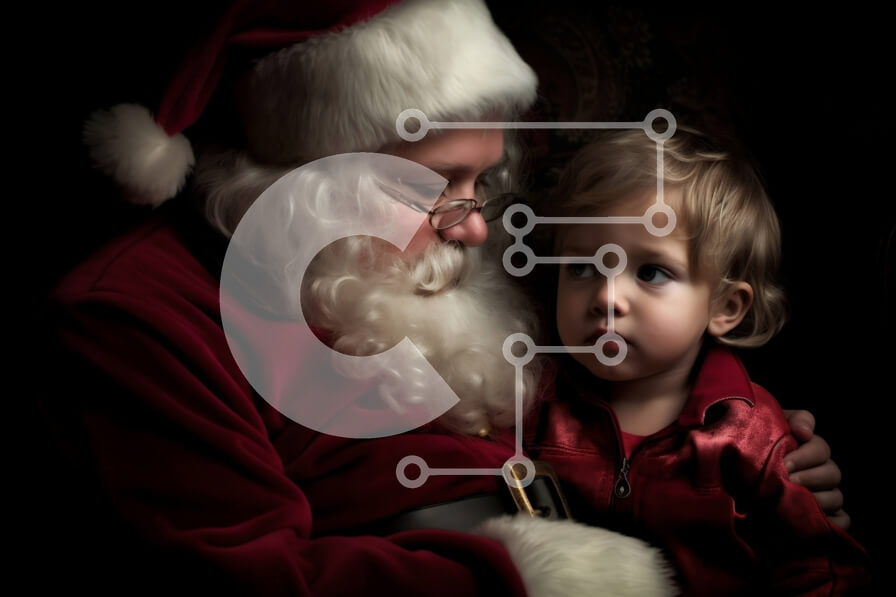 Intra Συλλεκτικό Ξύλινο Παζλ Plywood  4mm - Συγκινητική εικόνα του παιδιού που αγκαλιάζει τον Άγιο Βασίλη με χριστουγεννιάτικη στολή Σε Ξύλινο Κουτί - Διαστάσεις: 10x10 cm – 25 κομμάτια