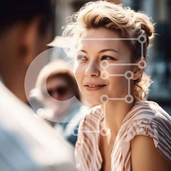 Intra Συλλεκτικό Ξύλινο Παζλ Plywood  4mm - Όμορφη εικόνα μιας γυναίκας που κάθεται έξω από ένα καφέ, χαμένη στη σκέψη Σε Ξύλινο Κουτί - Διαστάσεις Puzzle: 10x10 cm – 25 κομμάτια