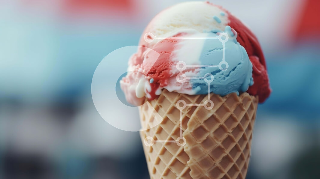 Σετ των 2 Intra Συλλεκτικό Ξύλινο Παζλ Plywood  4mm - Κόκκινο, λευκό και μπλε παγωτό σε χωνάκι βάφλας Σε Ξύλινο Κουτί - Διαστάσεις: 10x10 cm – 25 κομμάτια