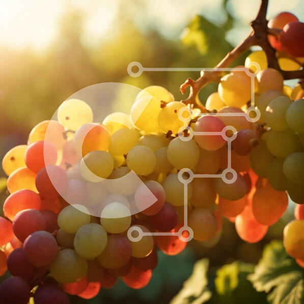 Intra Συλλεκτικό Ξύλινο Παζλ Plywood  4mm - Ώριμα σταφύλια που κρέμονται από ένα αμπέλι σε έναν αμπελώνα Σε Ξύλινο Κουτί - Διαστάσεις: 10x10 cm – 25 κομμάτια