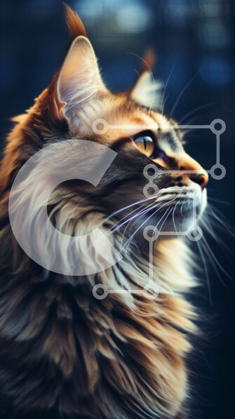 Σετ των 2 Intra Συλλεκτικό Ξύλινο Παζλ Plywood  4mm - Αξιολάτρευτο κοντινό πλάνο μιας χνουδωτής μακρυμάλλης γάτας με μεγάλα μάτια Σε Ξύλινο Κουτί - Διαστάσεις: 10x10 cm – 25 κομμάτια