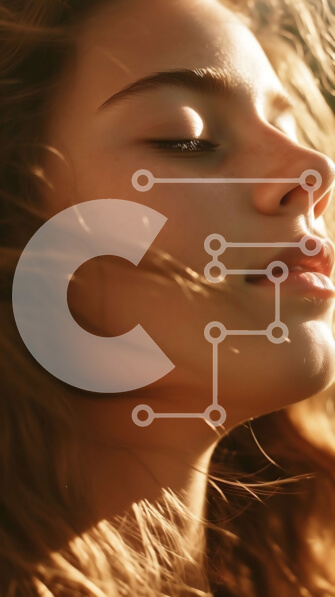 Intra Συλλεκτικό Ξύλινο Παζλ Plywood  4mm - Όμορφη γυναίκα με μακριά κυματιστά καστανά μαλλιά που χαλαρώνει σε εξωτερικούς χώρους με ηλιοκαμένη λάμψη Σε Ξύλινο Κουτί - Διαστάσεις Puzzle: 10x10 cm – 25 κομμάτια