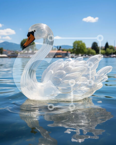 Intra Συλλεκτικό Ξύλινο Παζλ Plywood  4mm - Όμορφη εικόνα ενός λευκού κύκνου στο νερό Σε Ξύλινο Κουτί - Διαστάσεις: 10x10 cm – 25 κομμάτια