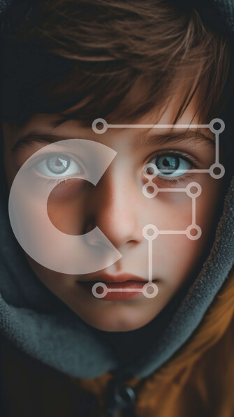 Intra Συλλεκτικό Ξύλινο Παζλ Plywood  4mm - Πορτρέτο ενός νεαρού αγοριού με φούτερ με κουκούλα με μπλε μάτια Σε Ξύλινο Κουτί - Διαστάσεις Puzzle: 10x10 cm – 25 κομμάτια