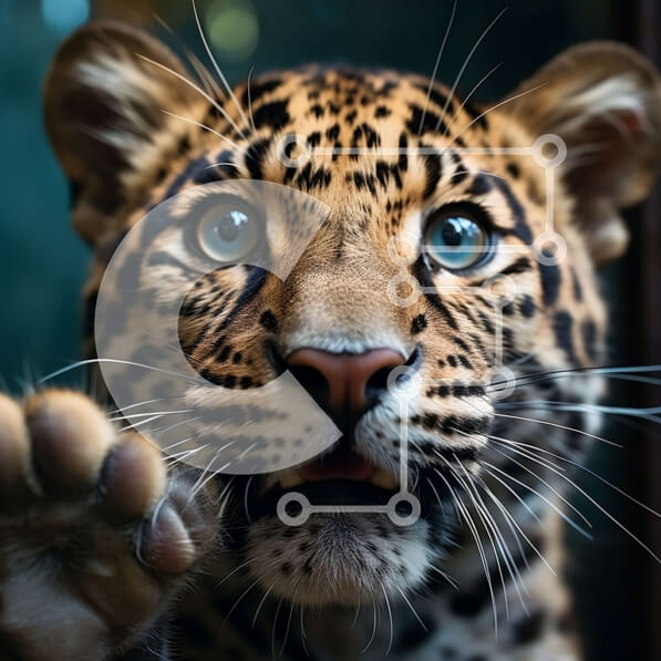 Intra Συλλεκτικό Ξύλινο Παζλ Plywood  4mm - Κοντινό πλάνο του προσώπου της Jaguar με διαπεραστικά κίτρινα μάτια Σε Ξύλινο Κουτί - Διαστάσεις: 10x10 cm – 25 κομμάτια