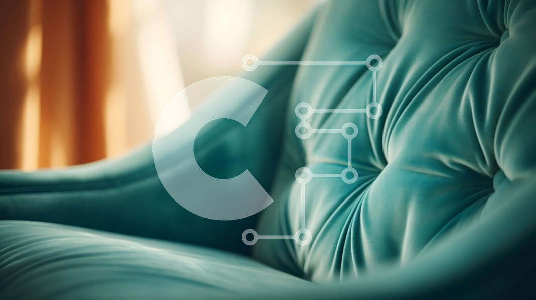 Intra Συλλεκτικό Ξύλινο Παζλ Plywood  4mm - Κοντινή όψη της μπλε βελούδινης πολυθρόνας Σε Ξύλινο Κουτί - Διαστάσεις Puzzle: 10x10 cm – 25 κομμάτια