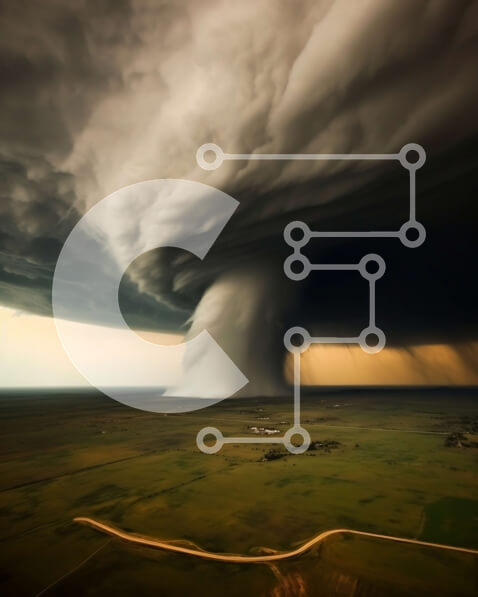 Intra Συλλεκτικό Ξύλινο Παζλ Plywood  4mm - Δραματική εικόνα του σύννεφου καταιγίδας πάνω από ένα πράσινο πεδίο Σε Ξύλινο Κουτί - Διαστάσεις: 10x10 cm – 25 κομμάτια