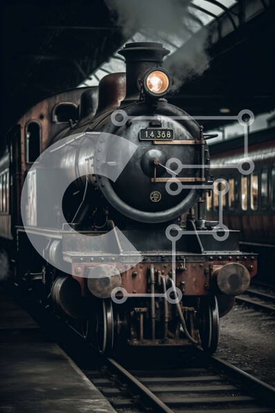 Intra Συλλεκτικό Ξύλινο Παζλ Plywood  4mm - Vintage Steam Locomotive στο σιδηροδρομικό σταθμό Σε Ξύλινο Κουτί - Διαστάσεις Puzzle: 10x10 cm – 25 κομμάτια