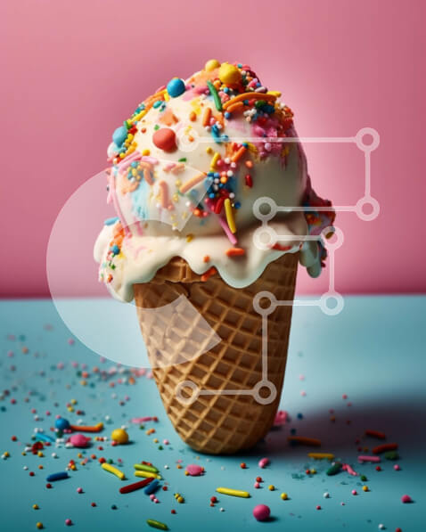 Σετ των 2 Intra Συλλεκτικό Ξύλινο Παζλ Plywood  4mm - Πολύχρωμο χωνάκι παγωτού με πασπαλίσματα σε χωνάκι βάφλας Σε Ξύλινο Κουτί - Διαστάσεις: 10x10 cm – 25 κομμάτια