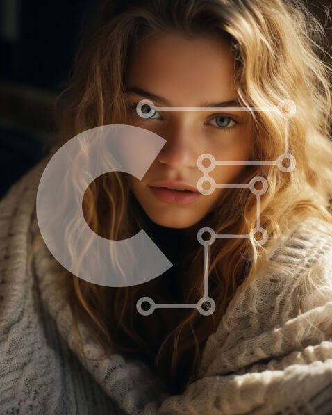 Intra Συλλεκτικό Ξύλινο Παζλ Plywood  4mm - Πορτρέτο μιας νεαρής γυναίκας με ξανθά μαλλιά και μπλε μάτια Σε Ξύλινο Κουτί - Διαστάσεις Puzzle: 10x10 cm – 25 κομμάτια