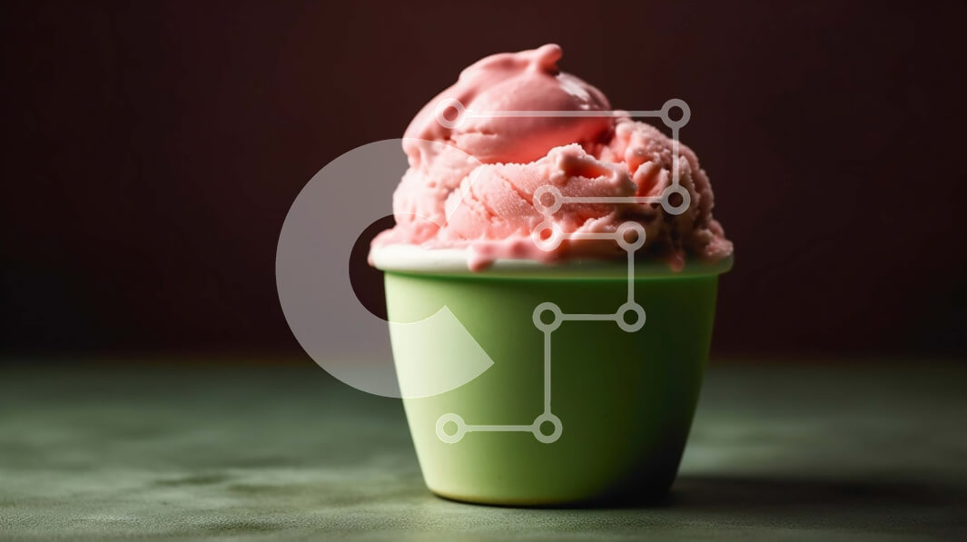 Σετ των 2 Intra Συλλεκτικό Ξύλινο Παζλ Plywood  4mm - Νόστιμη εικόνα του ροζ παγωτού σε ένα πράσινο μπολ σε μια σκοτεινή επιφάνεια Σε Ξύλινο Κουτί - Διαστάσεις: 10x10 cm – 25 κομμάτια