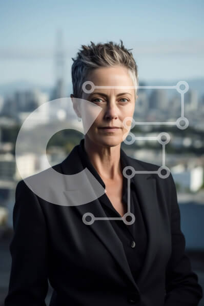 Intra Συλλεκτικό Ξύλινο Παζλ Plywood  4mm - Κομψή γυναίκα στην ταράτσα με θέα στον αστικό ορίζοντα Σε Ξύλινο Κουτί - Διαστάσεις Puzzle: 10x10 cm – 25 κομμάτια