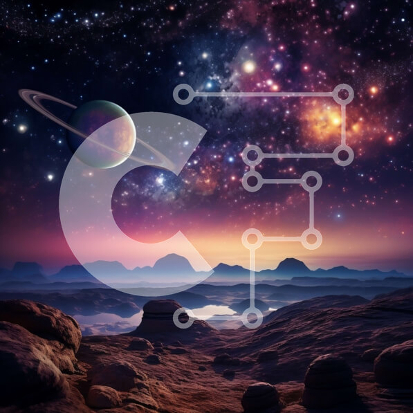 Intra Συλλεκτικό Ξύλινο Παζλ Plywood  4mm - Δονούμενη εικόνα του νυχτερινού ουρανού με ορατό τον Κρόνο Σε Ξύλινο Κουτί - Διαστάσεις: 10x10 cm – 25 κομμάτια