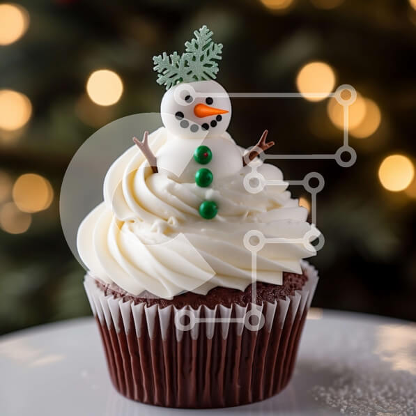Σετ των 2 Intra Συλλεκτικό Ξύλινο Παζλ Plywood  4mm - Χιονάνθρωπος Cupcake με λευκό παγωμένο φόντο και χριστουγεννιάτικο δέντρο Σε Ξύλινο Κουτί - Διαστάσεις: 10x10 cm – 25 κομμάτια