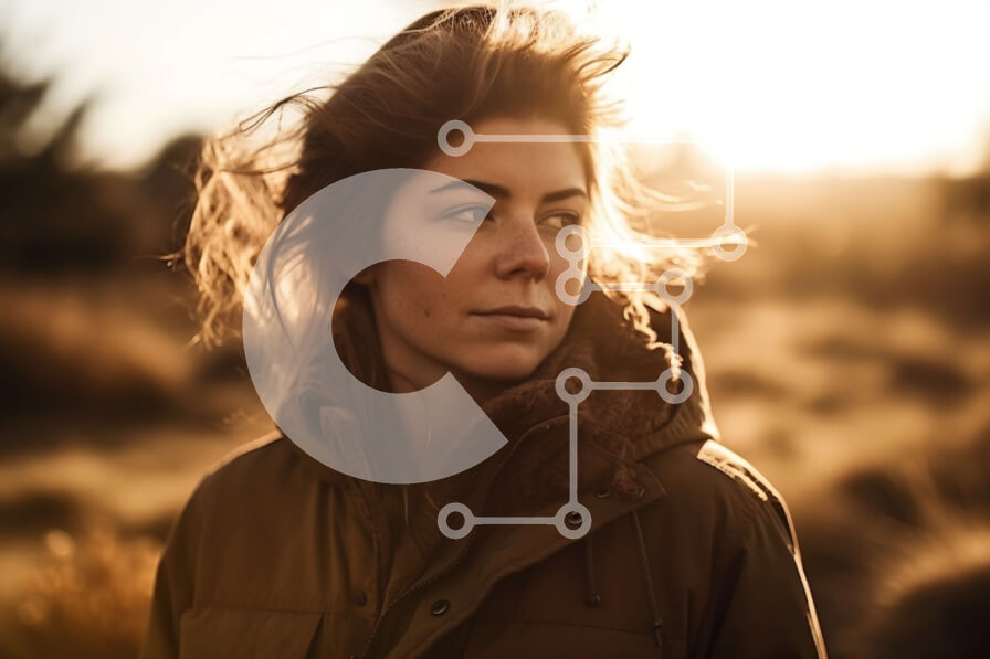 Intra Συλλεκτικό Ξύλινο Παζλ Plywood  4mm - Σοβαρή γυναίκα με καφέ σακάκι που κοιτάζει μακριά Σε Ξύλινο Κουτί - Διαστάσεις Puzzle: 10x10 cm – 25 κομμάτια