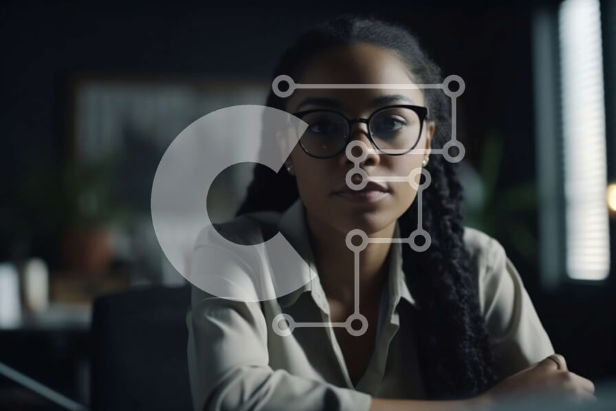 Intra Συλλεκτικό Ξύλινο Παζλ Plywood  4mm - Επαγγελματίας γυναίκα που εργάζεται στον υπολογιστή στο γραφείο Σε Ξύλινο Κουτί - Διαστάσεις Puzzle: 10x10 cm – 25 κομμάτια