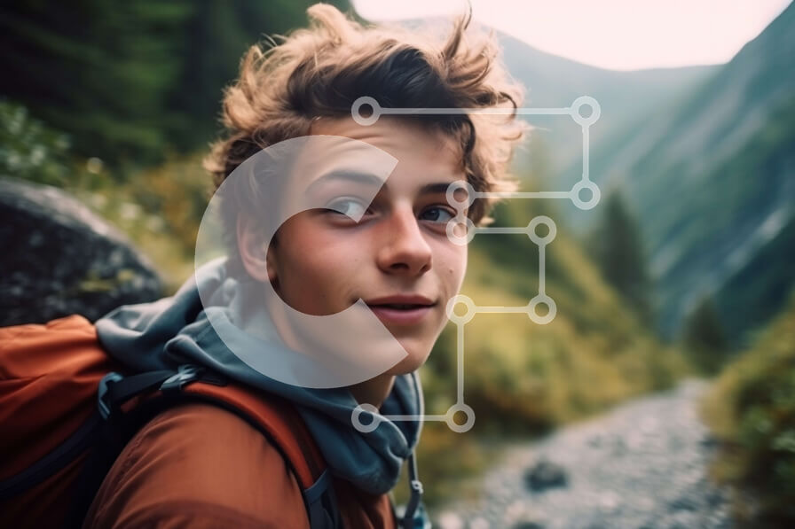 Intra Συλλεκτικό Ξύλινο Παζλ Plywood  4mm - Στοχαστικός νεαρός άνδρας στο μονοπάτι του βουνού Σε Ξύλινο Κουτί - Διαστάσεις: 10x10 cm – 25 κομμάτια