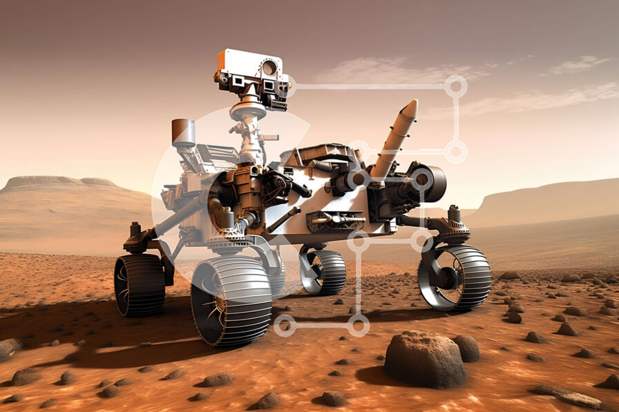 Intra Συλλεκτικό Ξύλινο Παζλ Plywood  4mm - Εικόνα ενός Mars Rover στην επιφάνεια του πλανήτη Σε Ξύλινο Κουτί - Διαστάσεις Puzzle: 10x10 cm – 25 κομμάτια