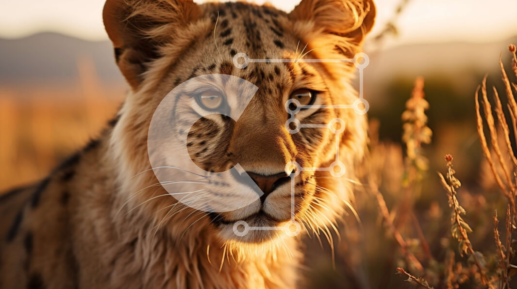 Intra Συλλεκτικό Ξύλινο Παζλ Plywood  4mm - Λιοντάρι σε ένα χορταριασμένο χωράφι στο ηλιοβασίλεμα Σε Ξύλινο Κουτί - Διαστάσεις: 10x10 cm – 25 κομμάτια