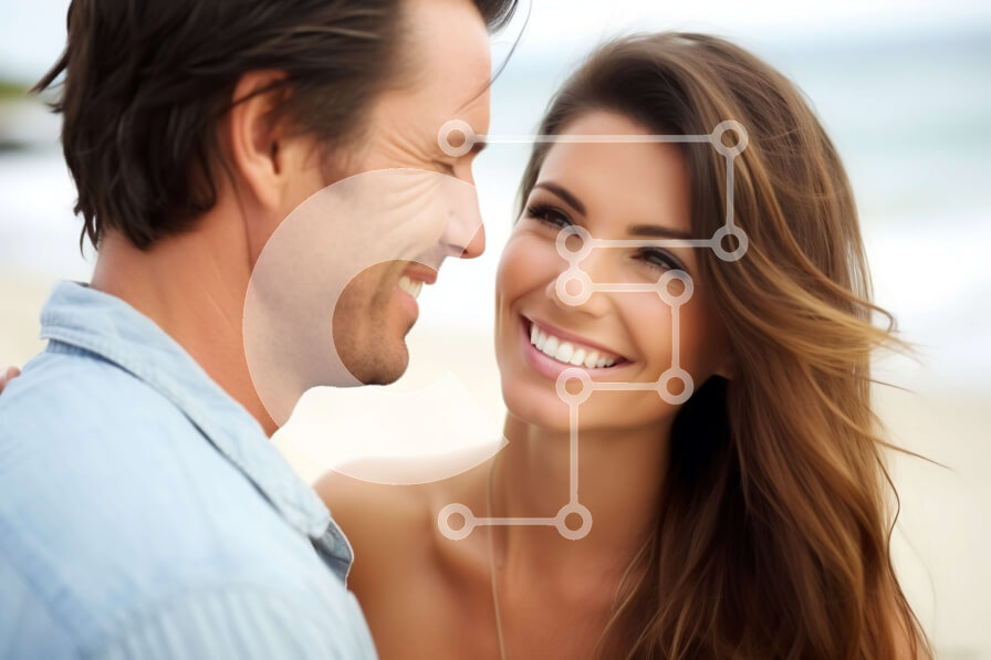 Intra Συλλεκτικό Ξύλινο Παζλ Plywood  4mm - Χαμογελαστό ζευγάρι που απολαμβάνει μια μέρα στην παραλία Σε Ξύλινο Κουτί - Διαστάσεις Puzzle: 10x10 cm – 25 κομμάτια