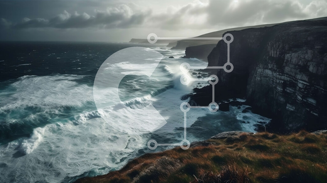 Intra Συλλεκτικό Ξύλινο Παζλ Plywood  4mm - Θυελλώδες παράκτιο τοπίο με συντριβή κύματος ενάντια σε βράχους Σε Ξύλινο Κουτί - Διαστάσεις: 10x10 cm – 25 κομμάτια