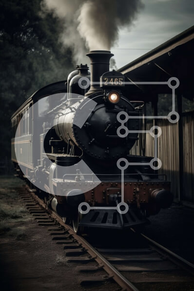 Intra Συλλεκτικό Ξύλινο Παζλ Plywood  4mm - Vintage Steam Locomotive με καπνό να αναδύεται από τη στοίβα της Σε Ξύλινο Κουτί - Διαστάσεις Puzzle: 10x10 cm – 25 κομμάτια