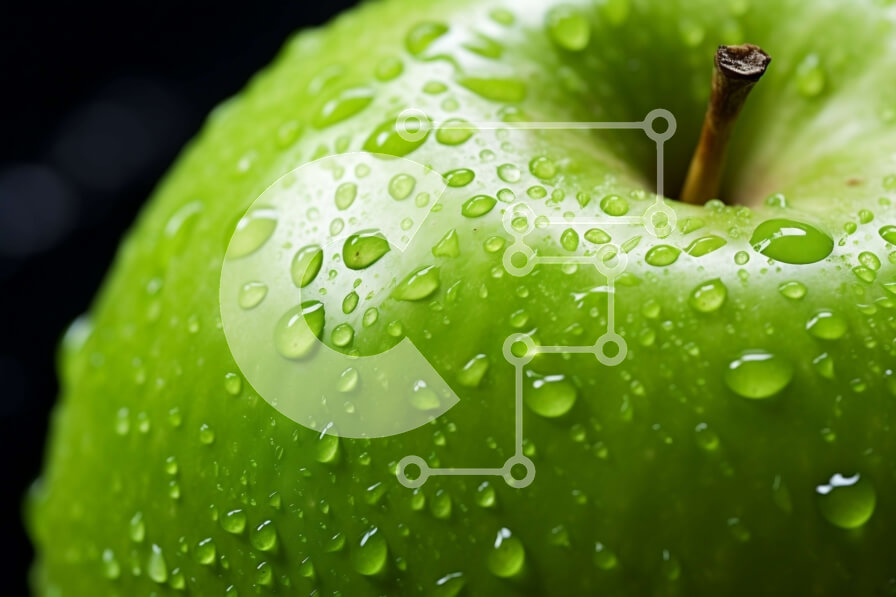 Σετ των 2 Intra Συλλεκτικό Ξύλινο Παζλ Plywood  4mm - Πράσινο μήλο με σταγονίδια νερού Σε Ξύλινο Κουτί - Διαστάσεις: 10x10 cm – 25 κομμάτια