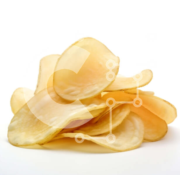 Σετ των 2 Intra Συλλεκτικό Ξύλινο Παζλ Plywood  4mm - Σωρός από πατατάκια σε λευκό φόντο Σε Ξύλινο Κουτί - Διαστάσεις: 10x10 cm – 25 κομμάτια